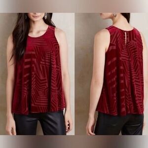 Anthropologie Sunday in Brooklyn Labyrinth Red Velvet Swing Tank Top Women’s XS